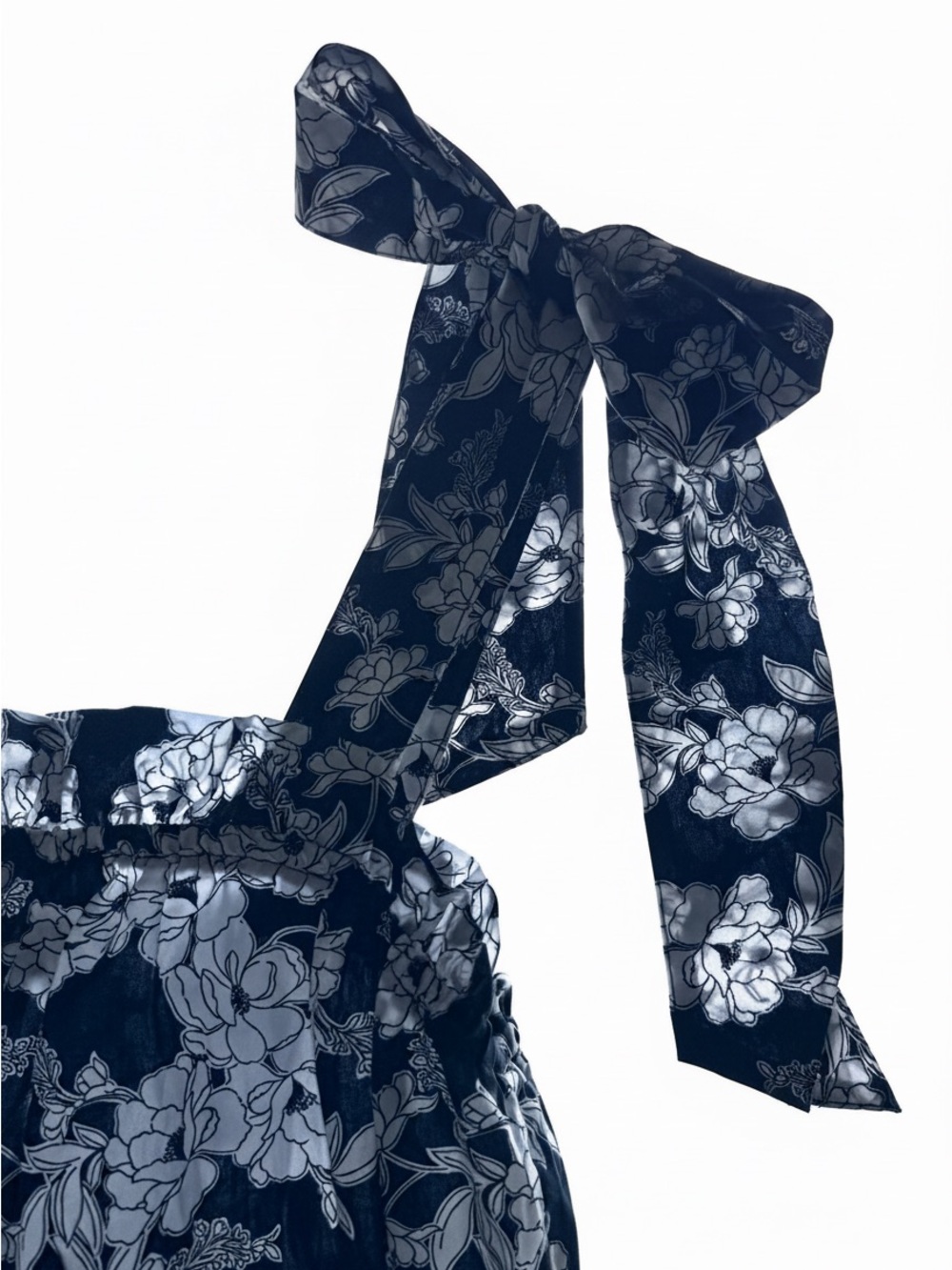 J. Crew Navy and White Magnolia Floral Tie-Shoulder Dress - Picture 5 of 8